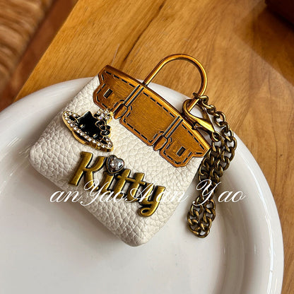 Mini Hello Kitty Bag Charm: Niche Ins-style Exquisite Small Bag with Metallic Chain Decor, Korean-inspired, Mini and Full of Personality